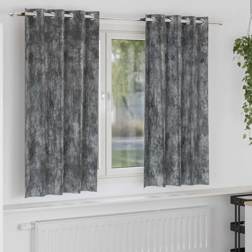 vidaXL Кадифени завеси 2 бр. Сив 175 x 140 см Кадифе