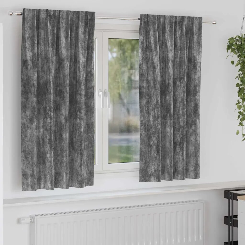 vidaXL Кадифени завеси 2 бр. Сив 175 x 140 см Кадифе