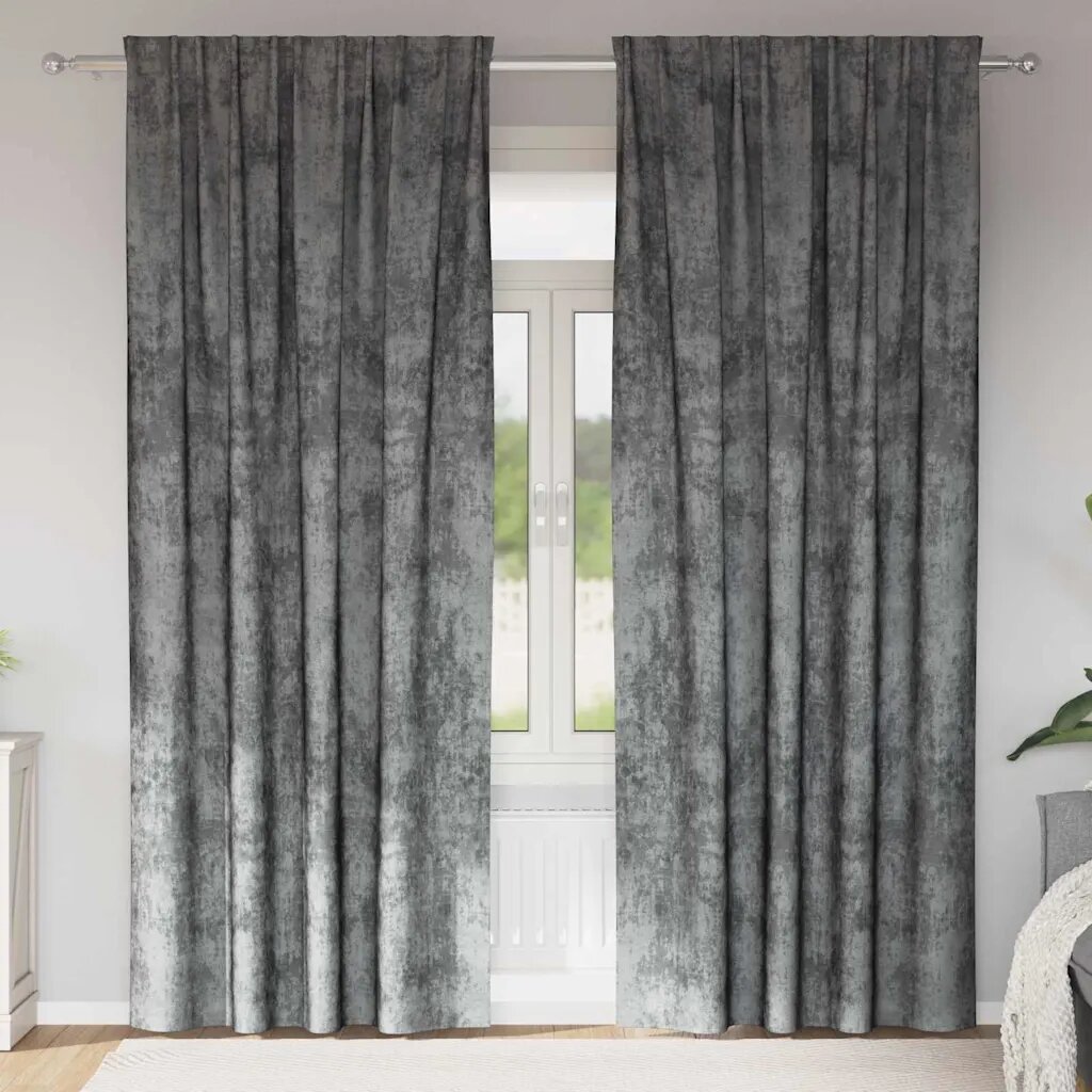 vidaXL Кадифени завеси 2 бр. Сив 225 x 140 см Кадифе