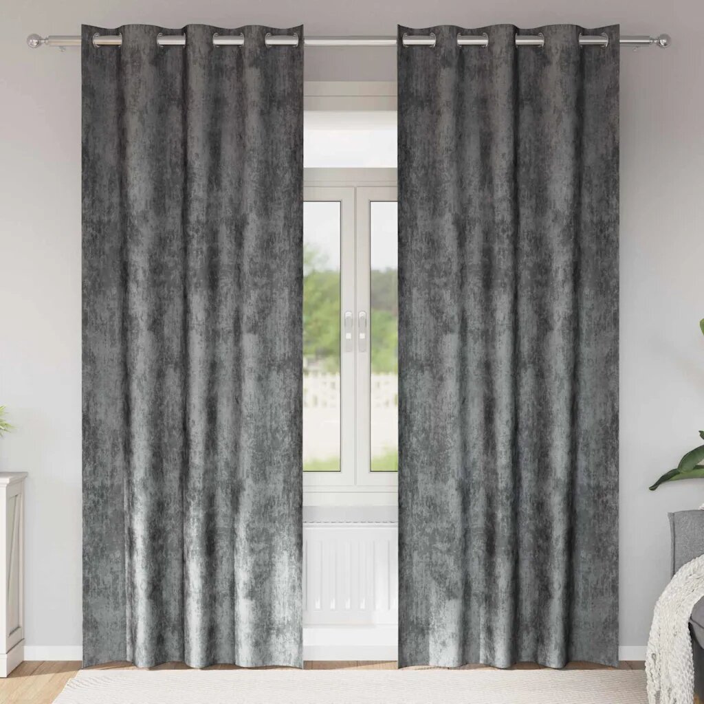 vidaXL Кадифени завеси 2 бр. Сив 245 x 140 см Кадифе