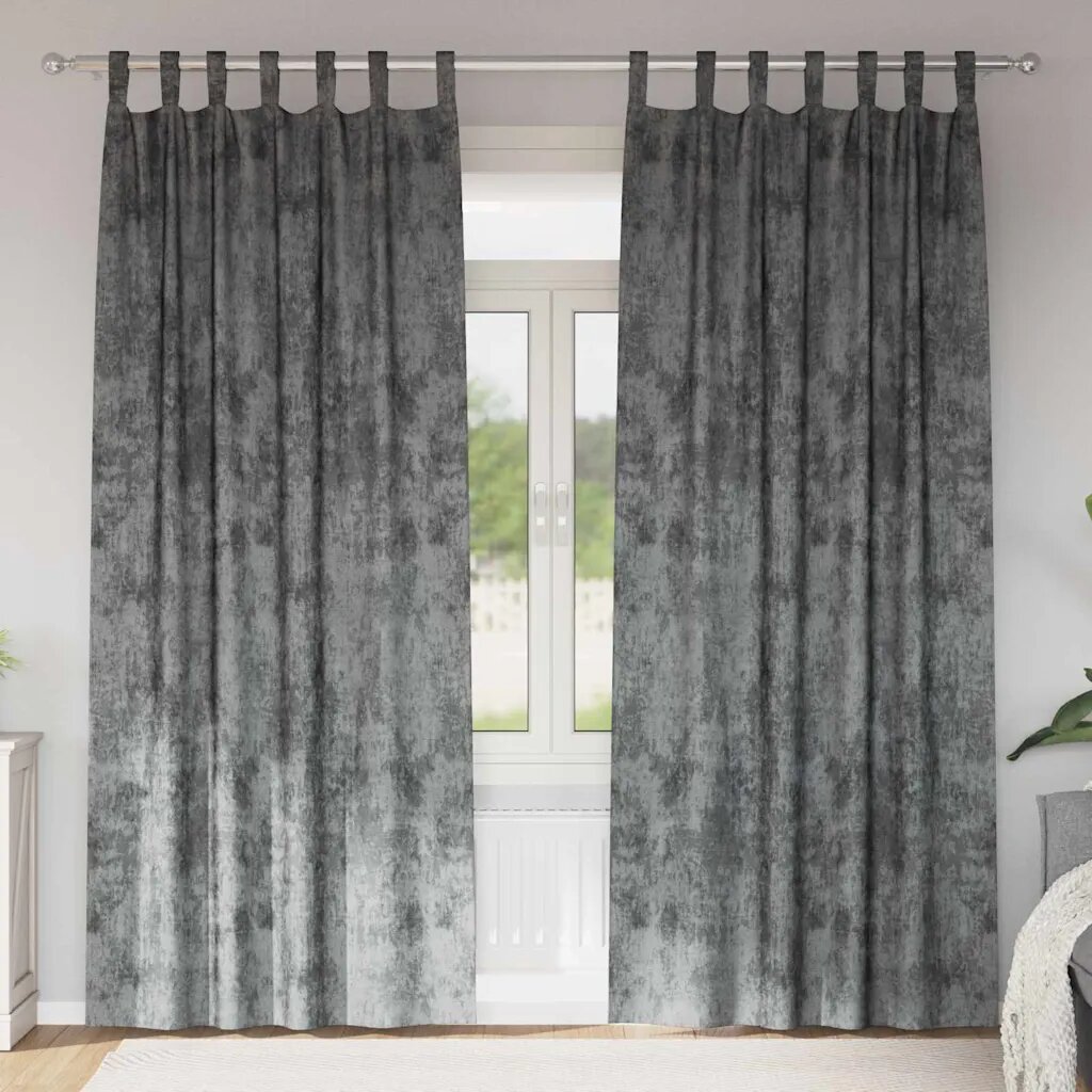 vidaXL Кадифени завеси 2 бр. Сив 245 x 140 см Кадифе