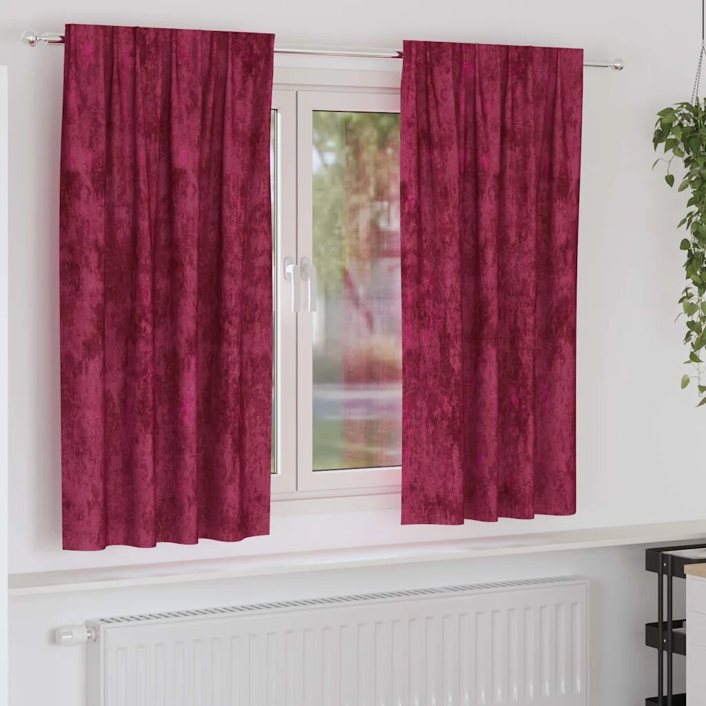 vidaXL Кадифени завеси 2 бр. виненочервен 175 x 140 см Кадифе