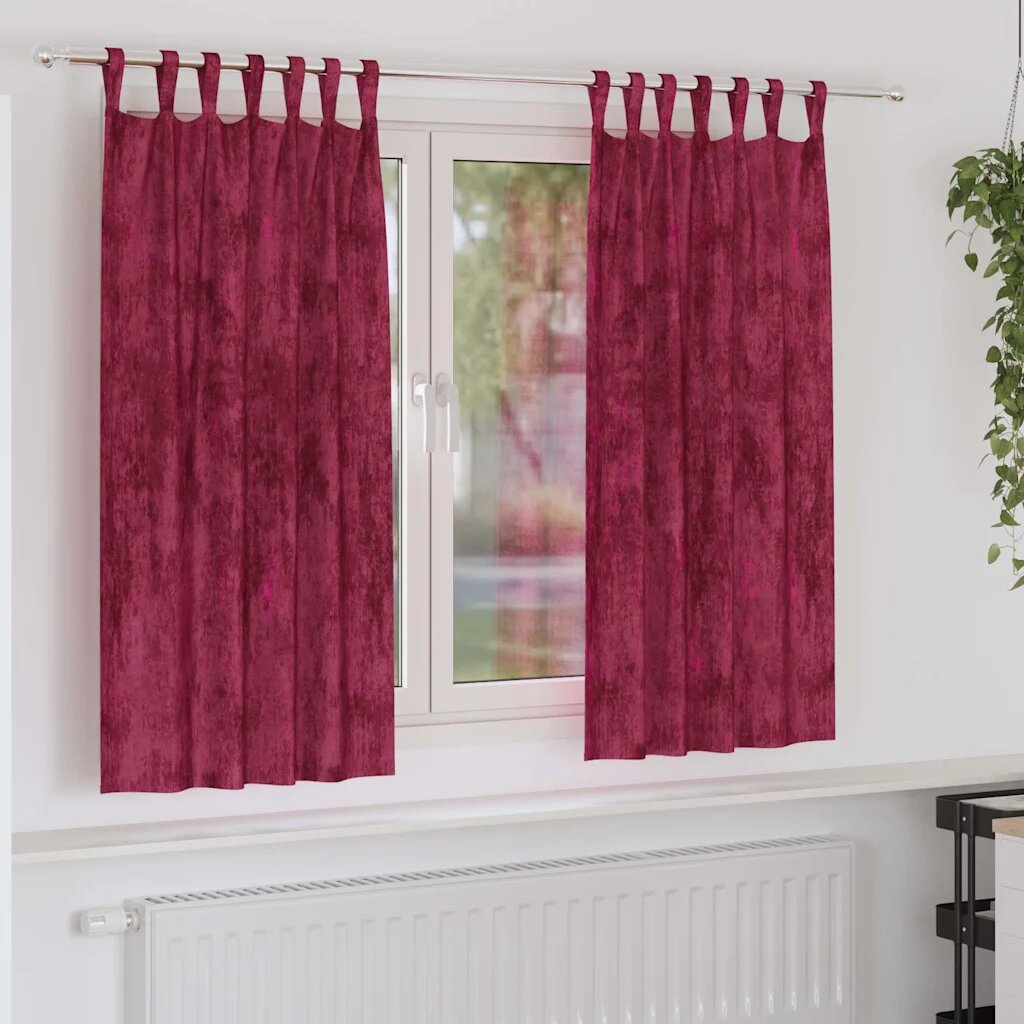 vidaXL Кадифени завеси 2 бр. виненочервен 175 x 140 см Кадифе