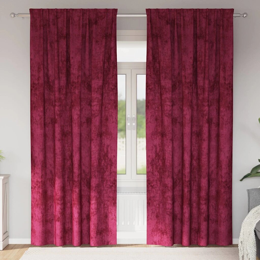 vidaXL Кадифени завеси 2 бр. Виненочервен 260 x 140 см Кадифе