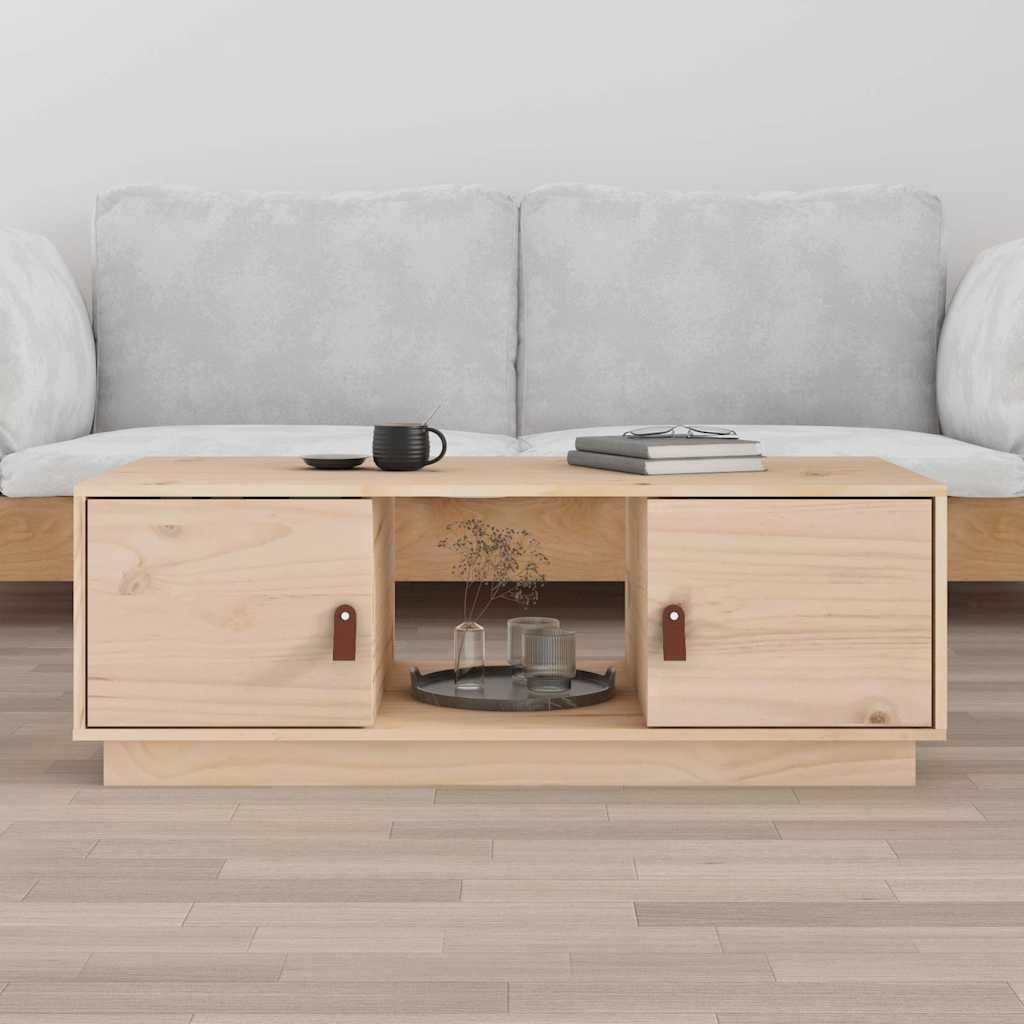 vidaXL Кафе маса 100x50x35 см борово дърво масив