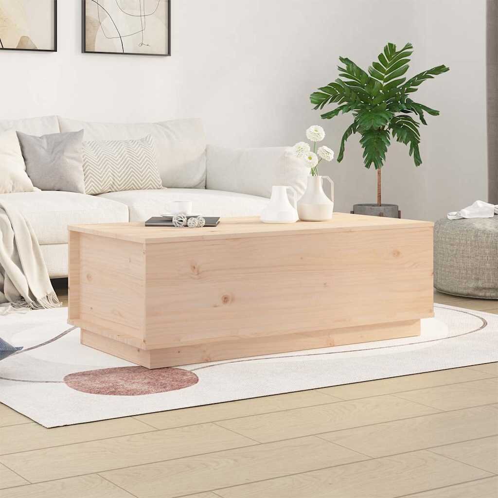 vidaXL Кафе маса 100x50x35 см борово дърво масив