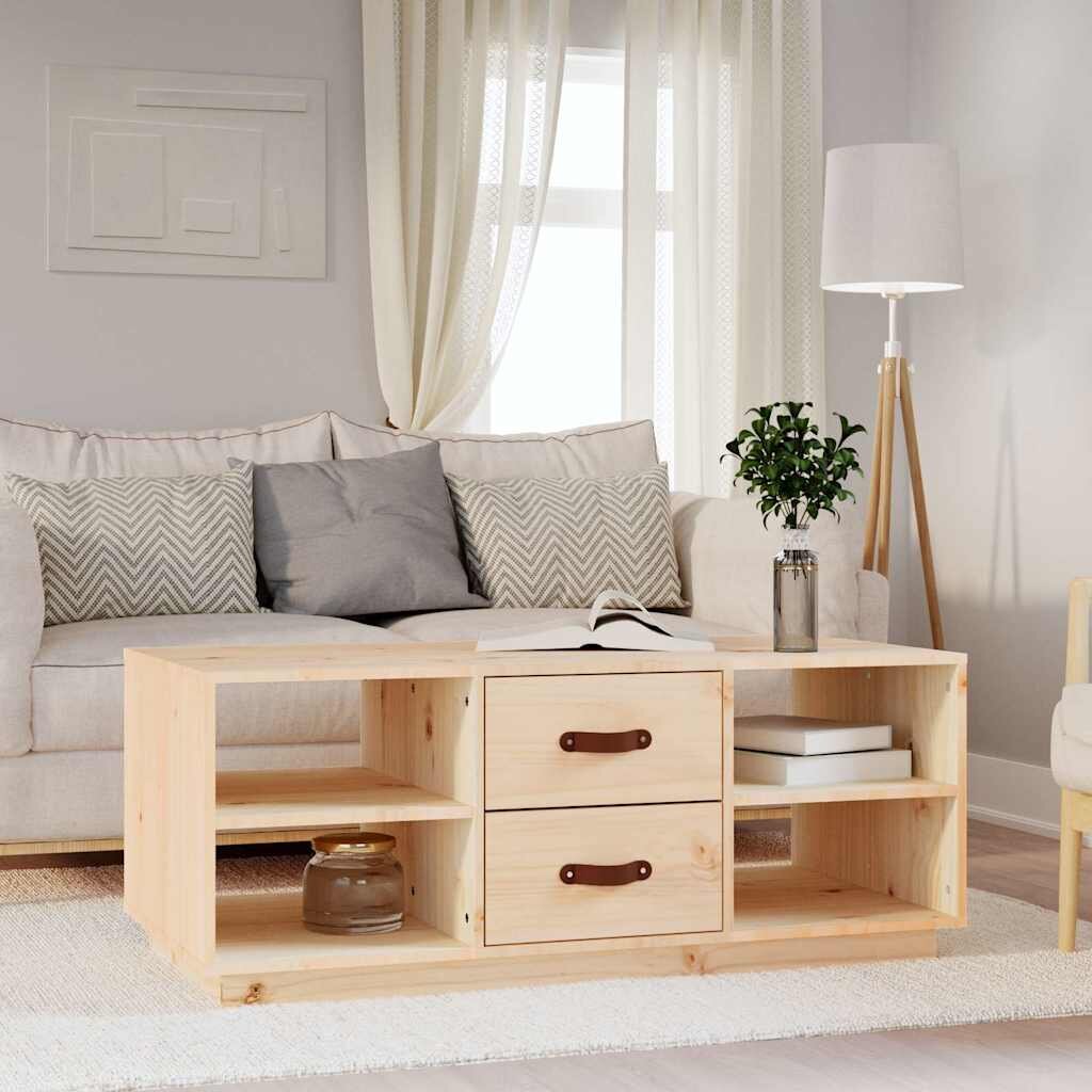 vidaXL Кафе маса 100x50x41 см борово дърво масив