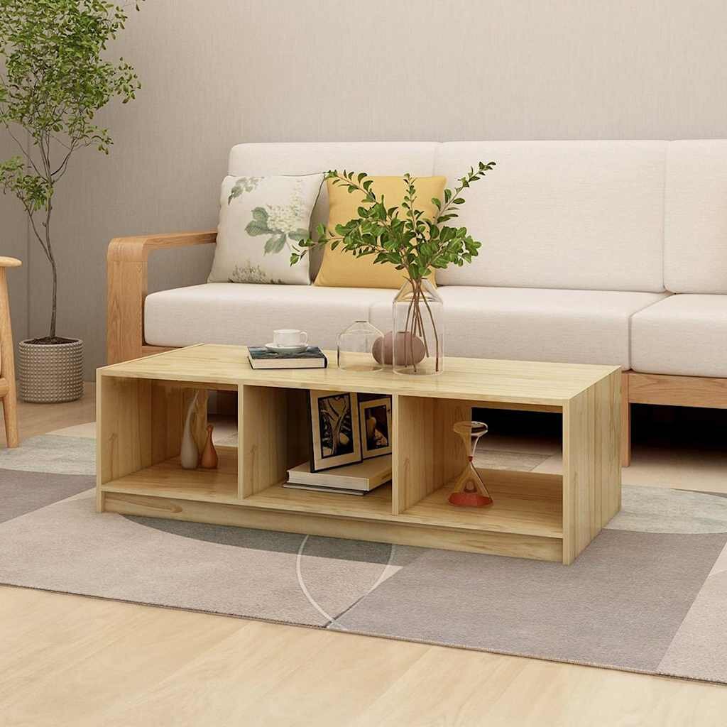 vidaXL Кафе маса 110x50x34 см борово дърво масив