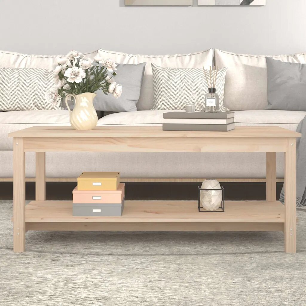 vidaXL Кафе маса 110x55x45 см борово дърво масив