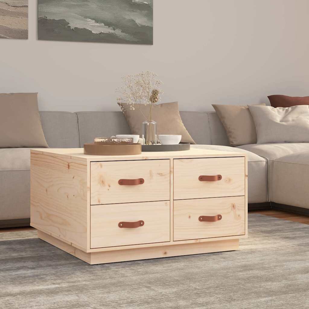 vidaXL Кафе маса 80x80x45 см борово дърво масив