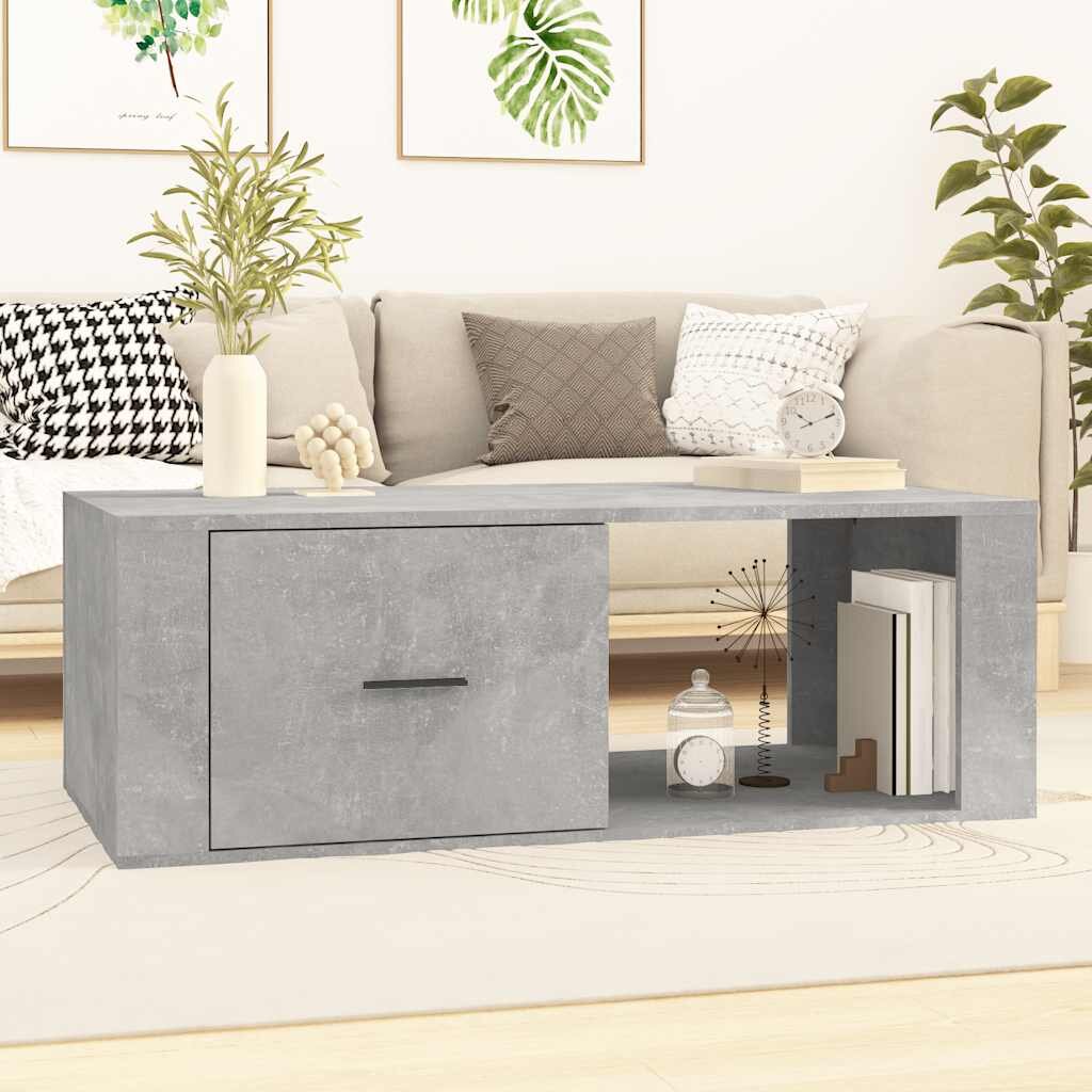vidaXL Кафе маса бетонно сива 100x505x35 см инженерно дърво