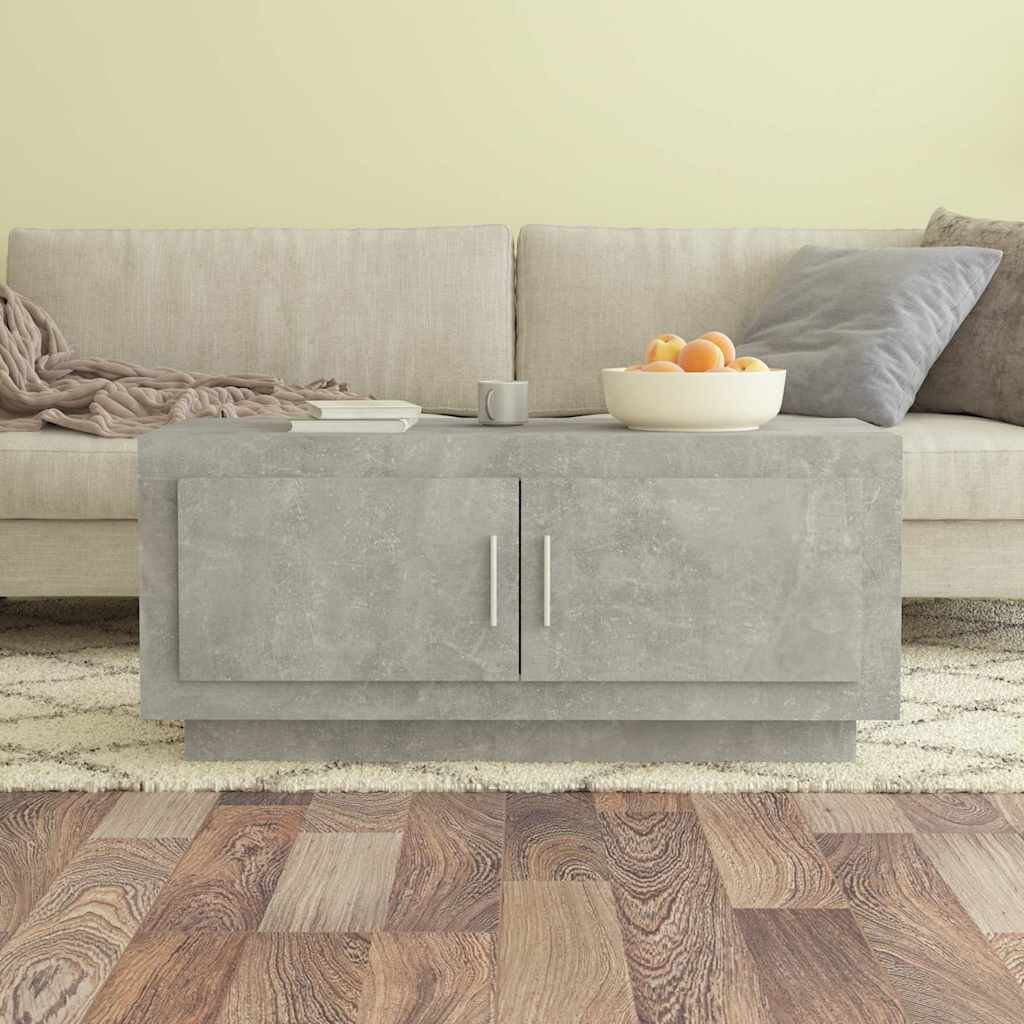 vidaXL Кафе маса бетонно сива 102x50x45 см инженерно дърво