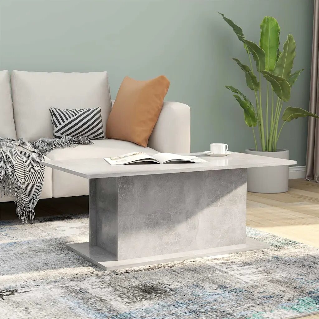 vidaXL Кафе маса бетонно сива 102x555x40 см инженерно дърво