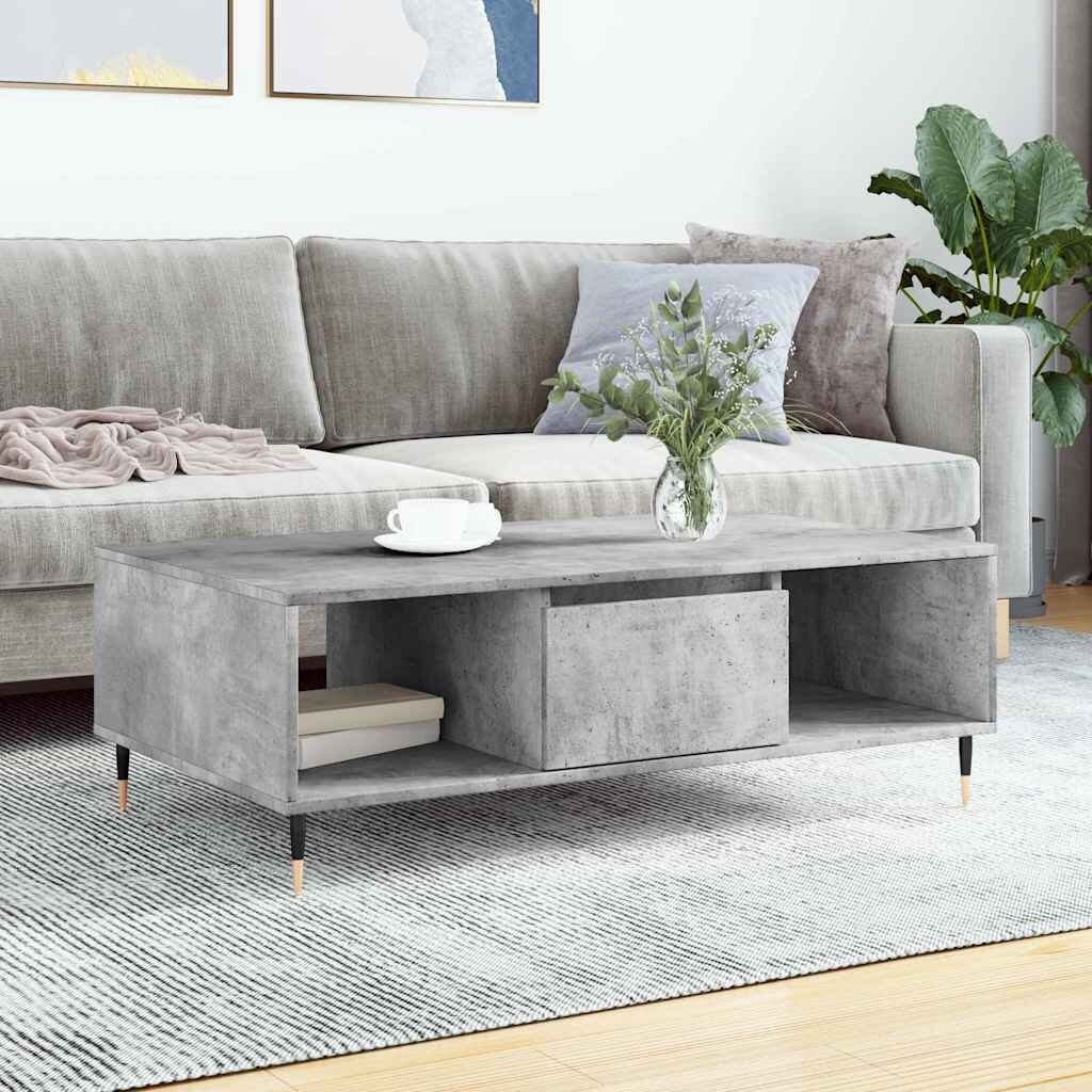 vidaXL Кафе маса бетонно сива 104x60x35 см инженерно дърво