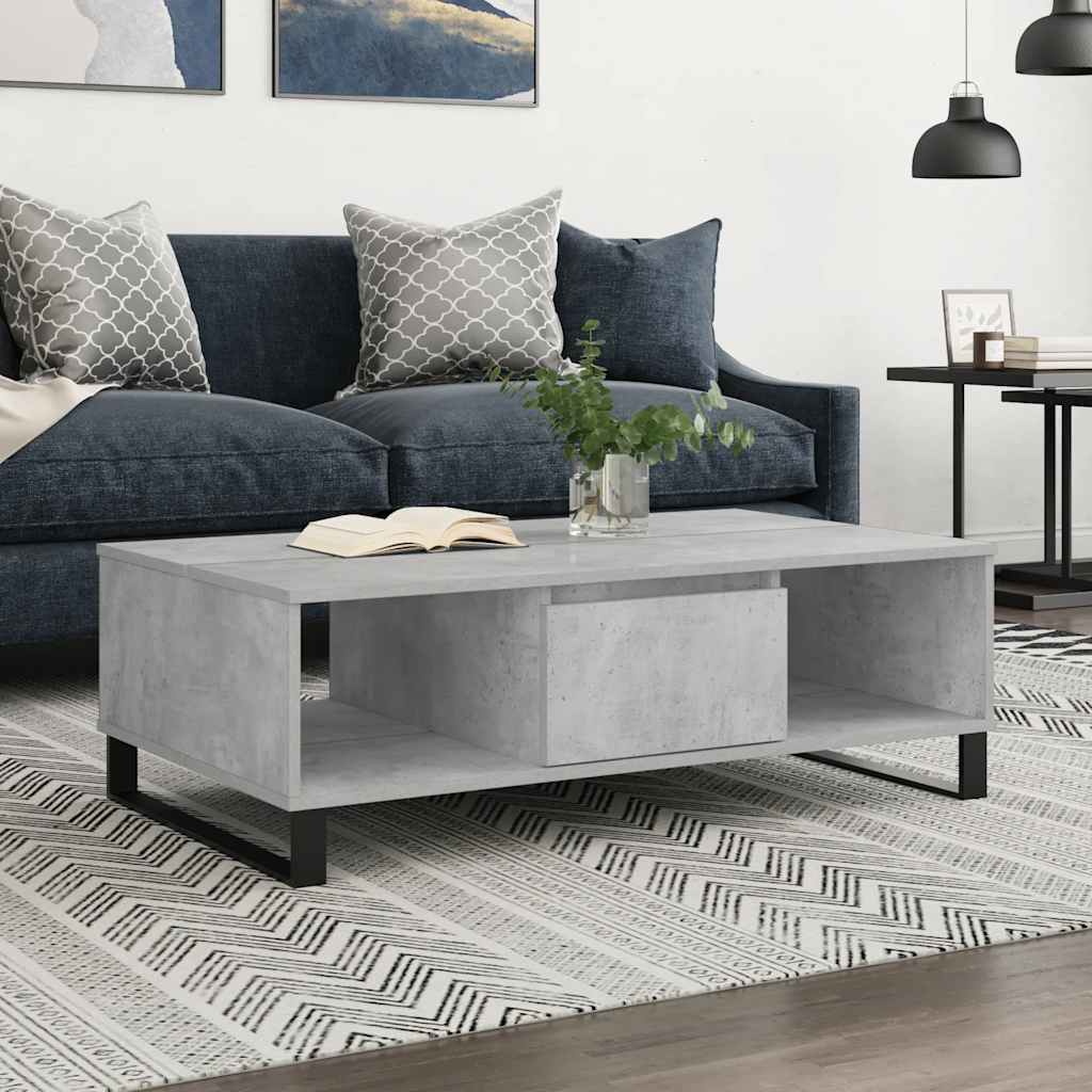 vidaXL Кафе маса бетонно сива 104x60x35 см инженерно дърво