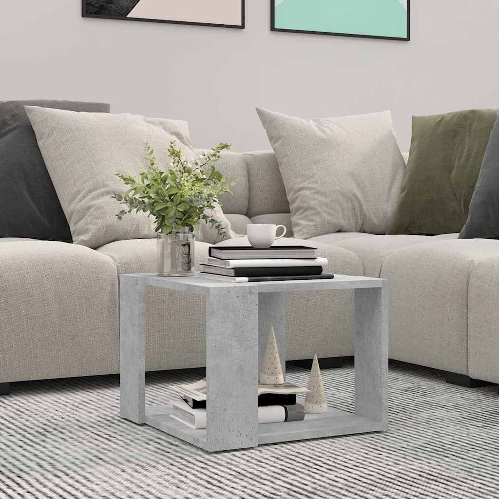 vidaXL Кафе маса бетонно сива 40x40x30 см инженерно дърво