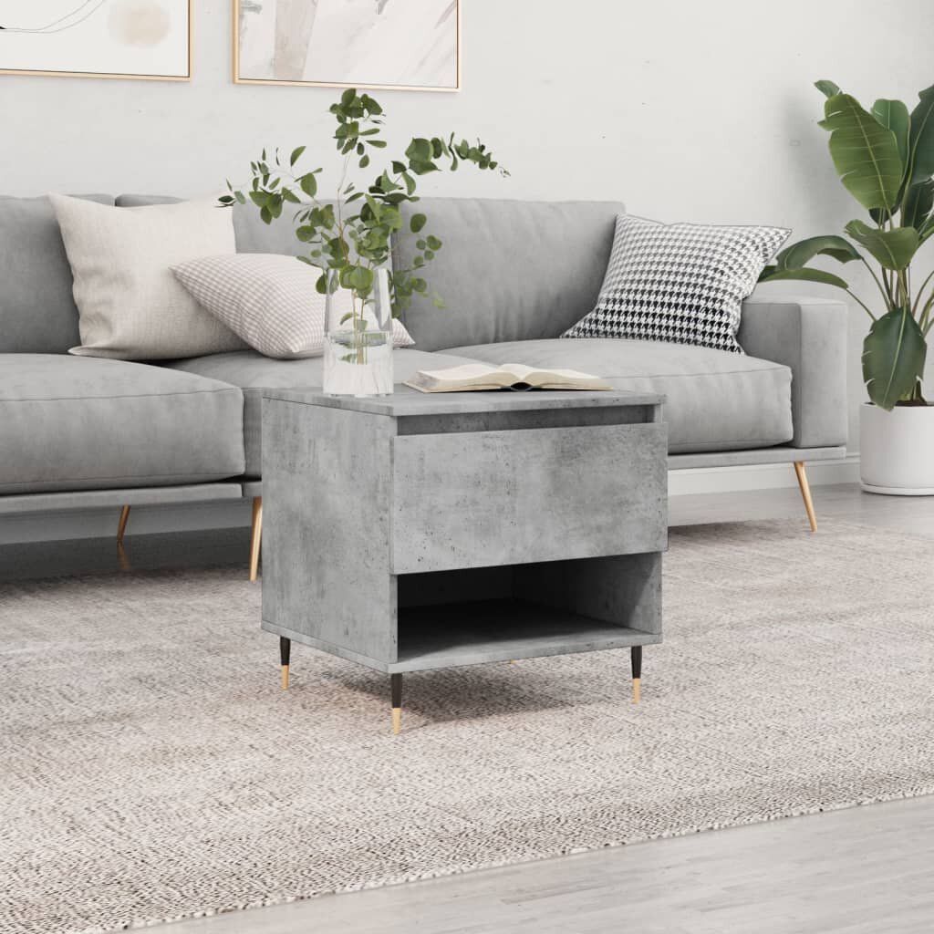 vidaXL Кафе маса бетонно сива 50x46x50 см инженерно дърво