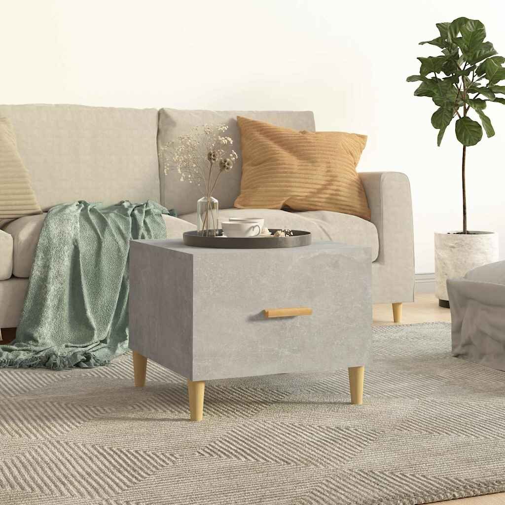 vidaXL Кафе маса бетонно сива 50x50x40см инженерно дърво
