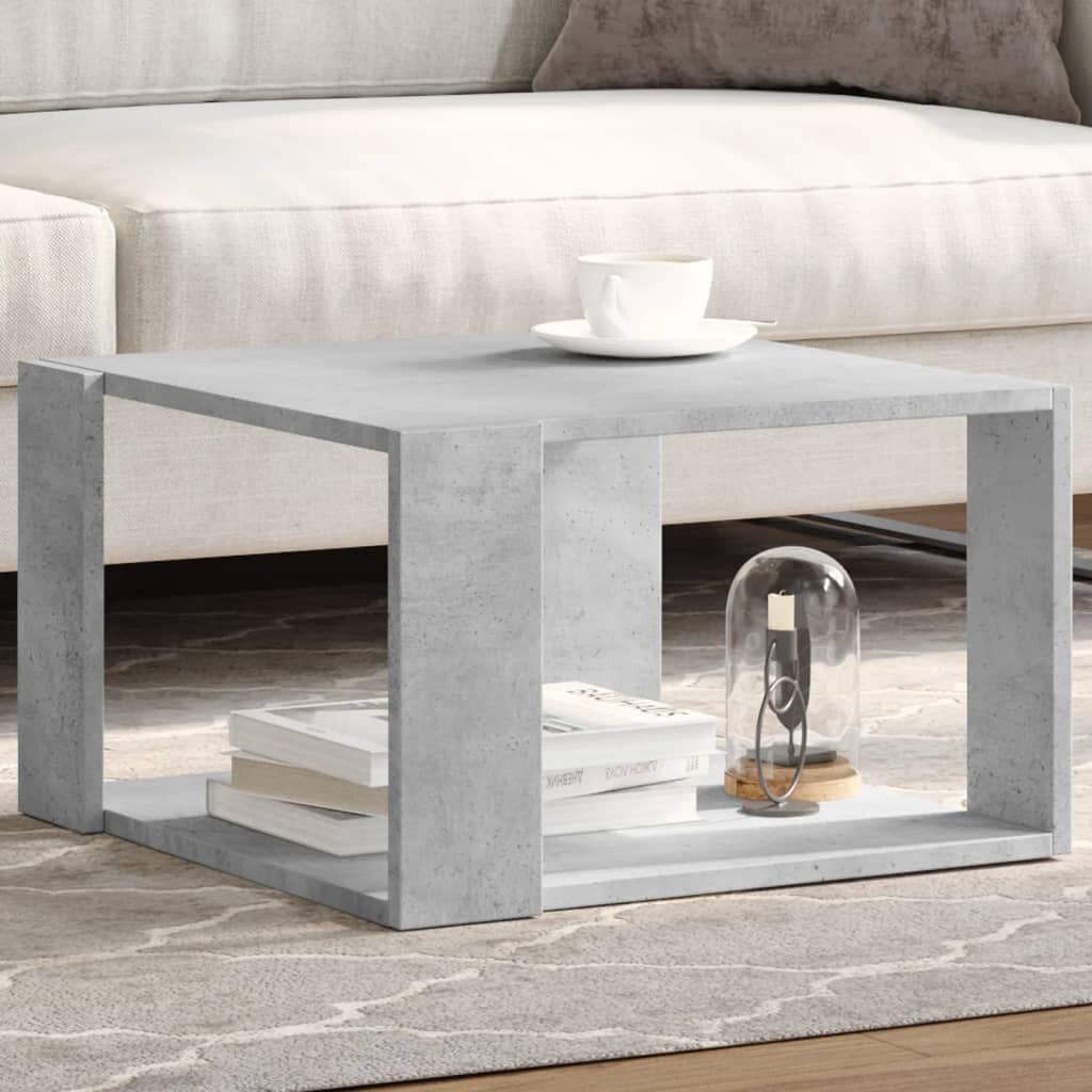 vidaXL Кафе маса бетонно сива 515x515x30 см инженерно дърво