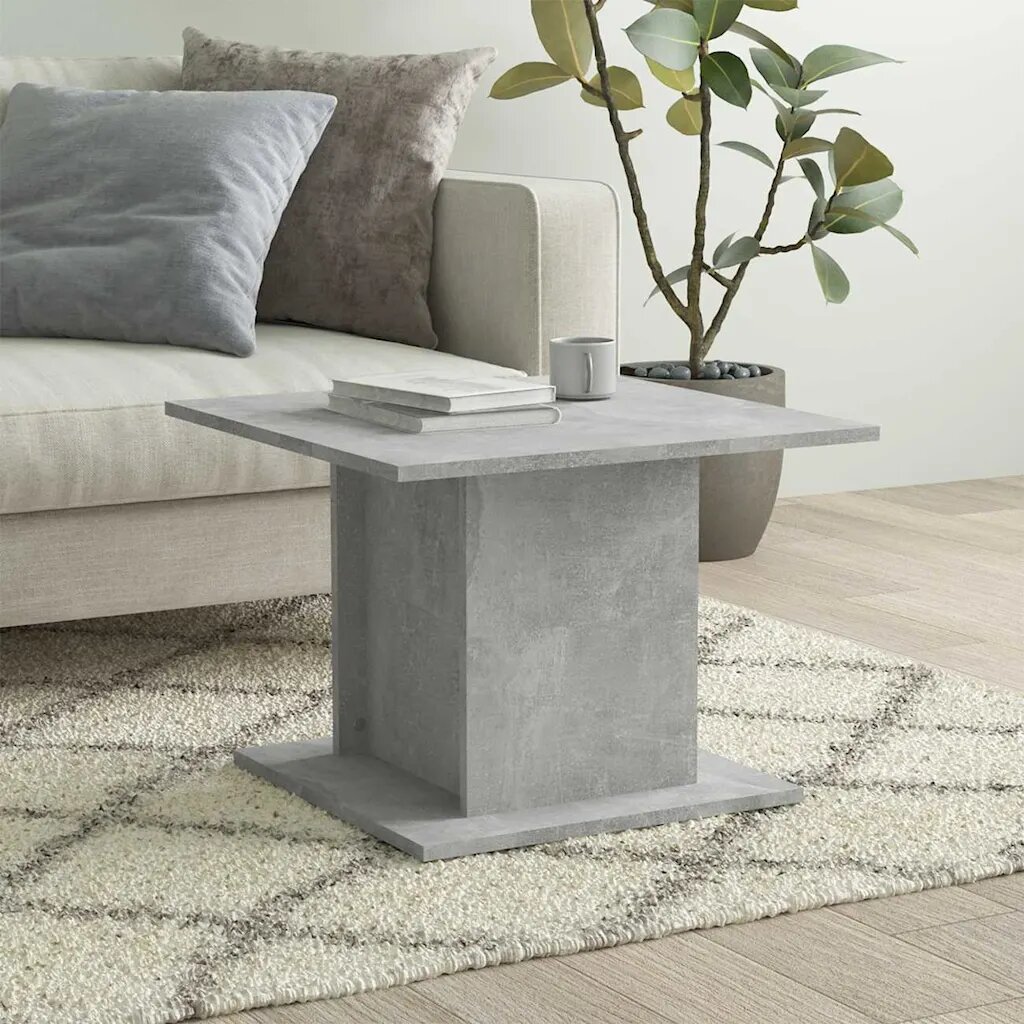vidaXL Кафе маса бетонно сива 555x555x40 см инженерно дърво
