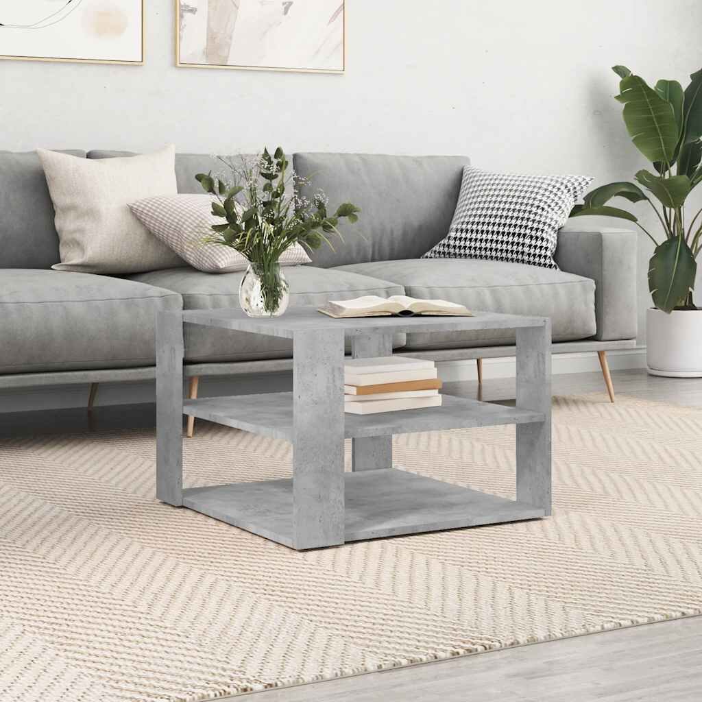 vidaXL Кафе маса бетонно сива 58x58x40 см инженерно дърво