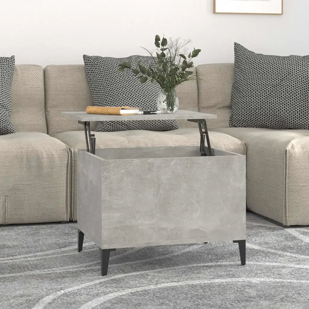 vidaXL Кафе маса бетонно сива 60x445x45 см инженерно дърво