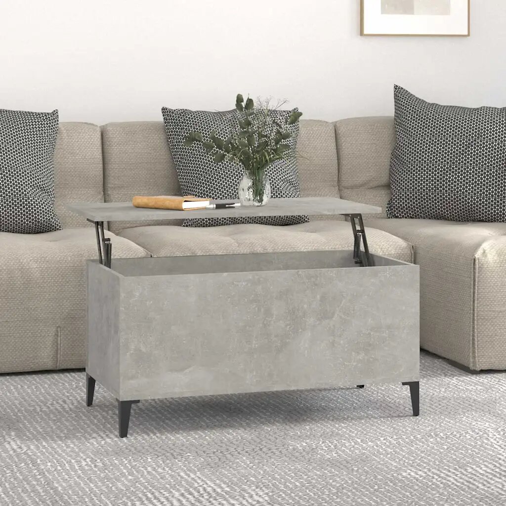 vidaXL Кафе маса бетонно сива 90x445x45 см инженерно дърво
