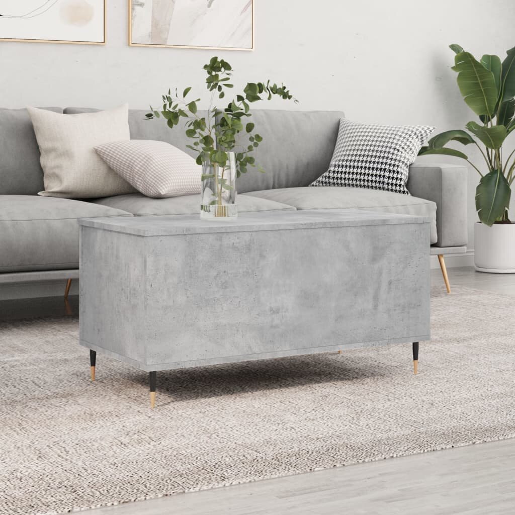 vidaXL Кафе маса бетонно сива 90x445x45 см инженерно дърво
