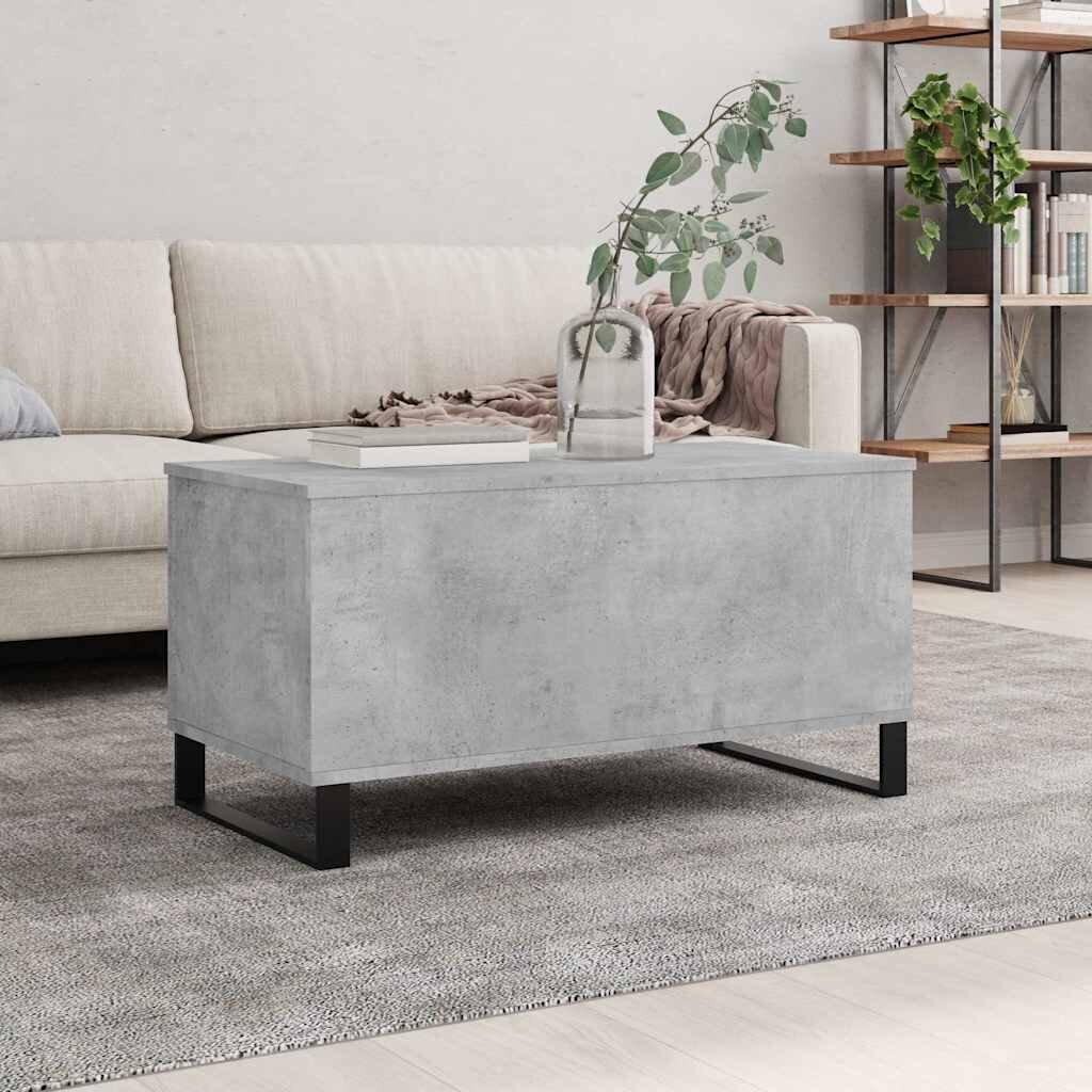 vidaXL Кафе маса бетонно сива 90x445x45 см инженерно дърво