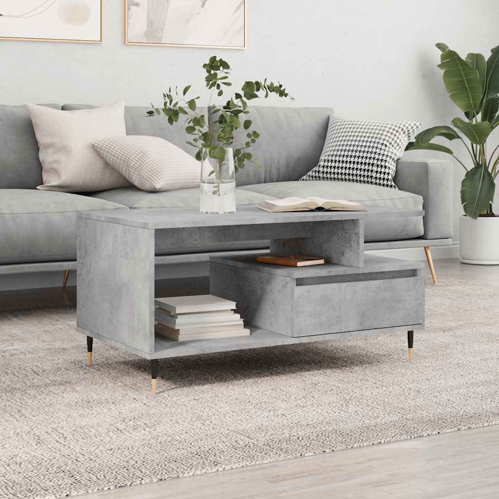 vidaXL Кафе маса бетонно сива 90x49x45 см инженерно дърво