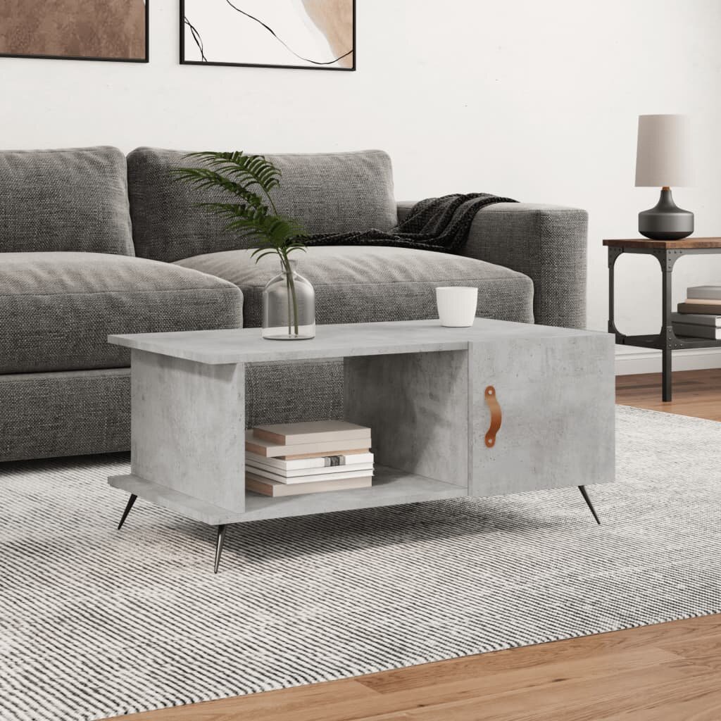 vidaXL Кафе маса бетонно сива 90x50x40 см инженерно дърво