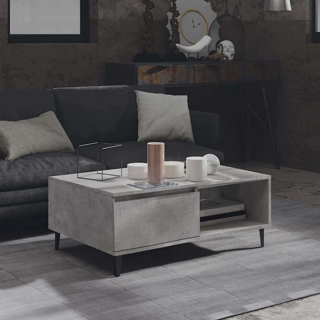 vidaXL Кафе маса бетонно сива 90x60x35 см инженерно дърво