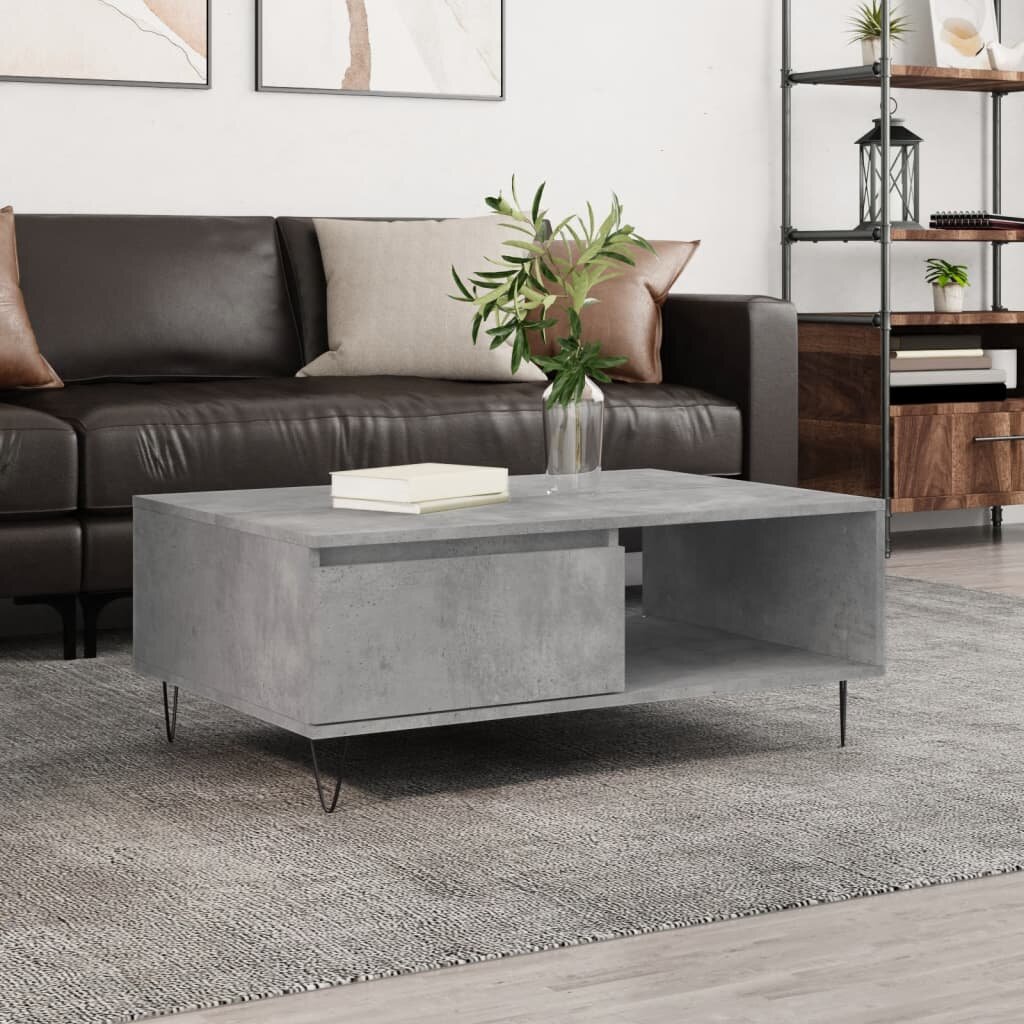vidaXL Кафе маса бетонно сива 90x60x35 см инженерно дърво