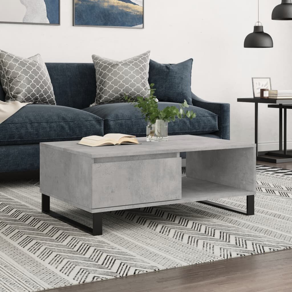 vidaXL Кафе маса бетонно сива 90x60x35 см инженерно дърво