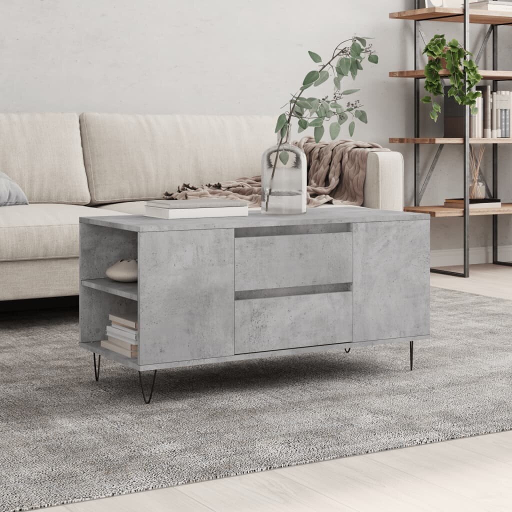 vidaXL Кафе маса бетонно сиви 102x445x50 см инженерно дърво