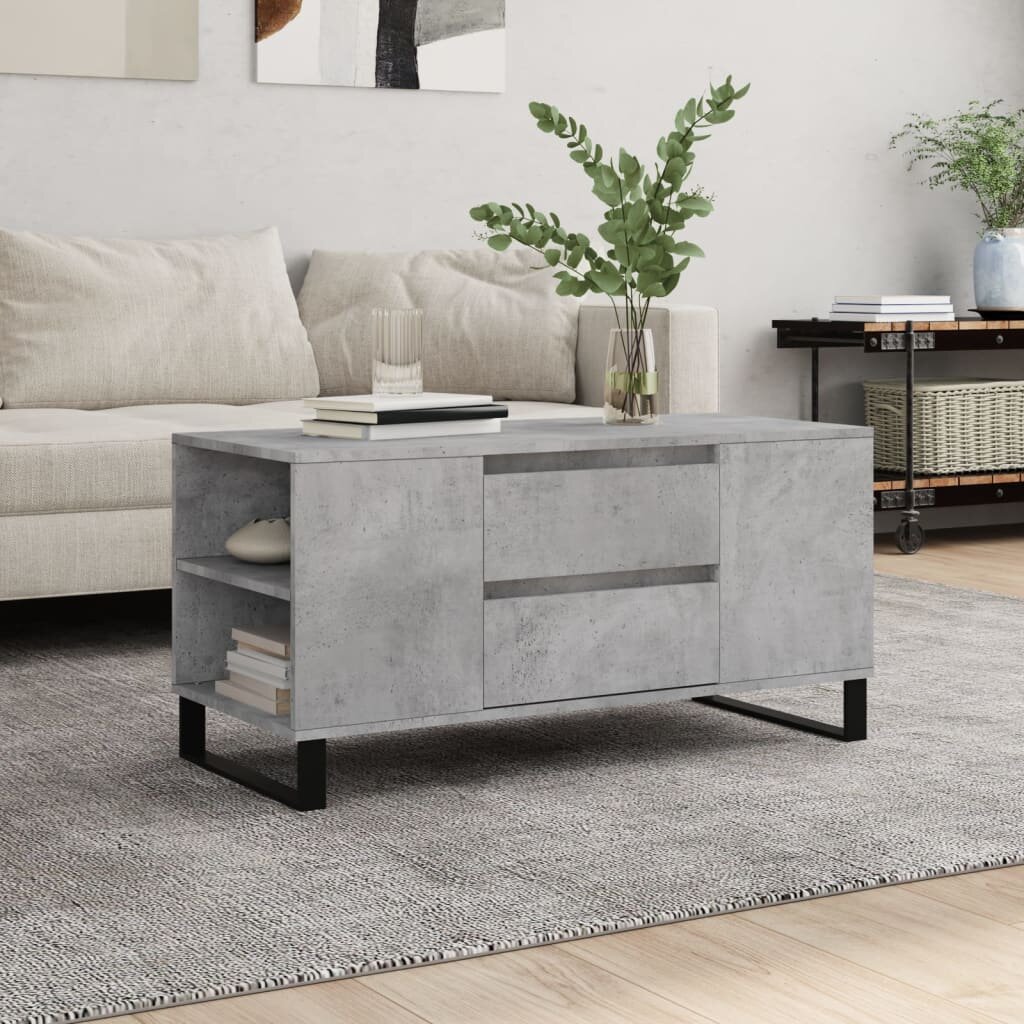 vidaXL Кафе маса бетонно сиви 102x445x50 см инженерно дърво