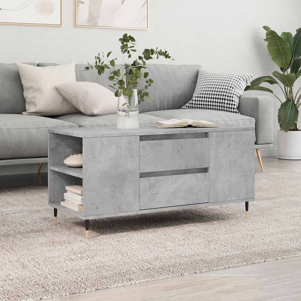 vidaXL Кафе маса бетонно сиви 102x445x50 см инженерно дърво