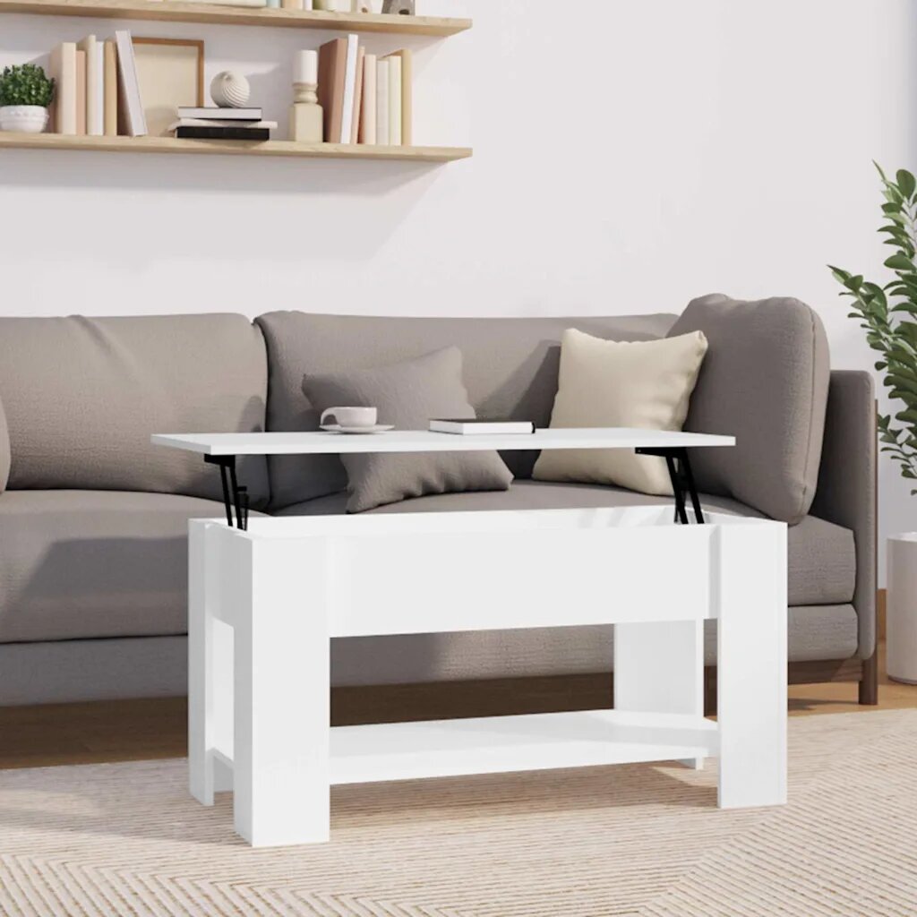 vidaXL Кафе маса бял гланц 101x49x52 см инженерно дърво
