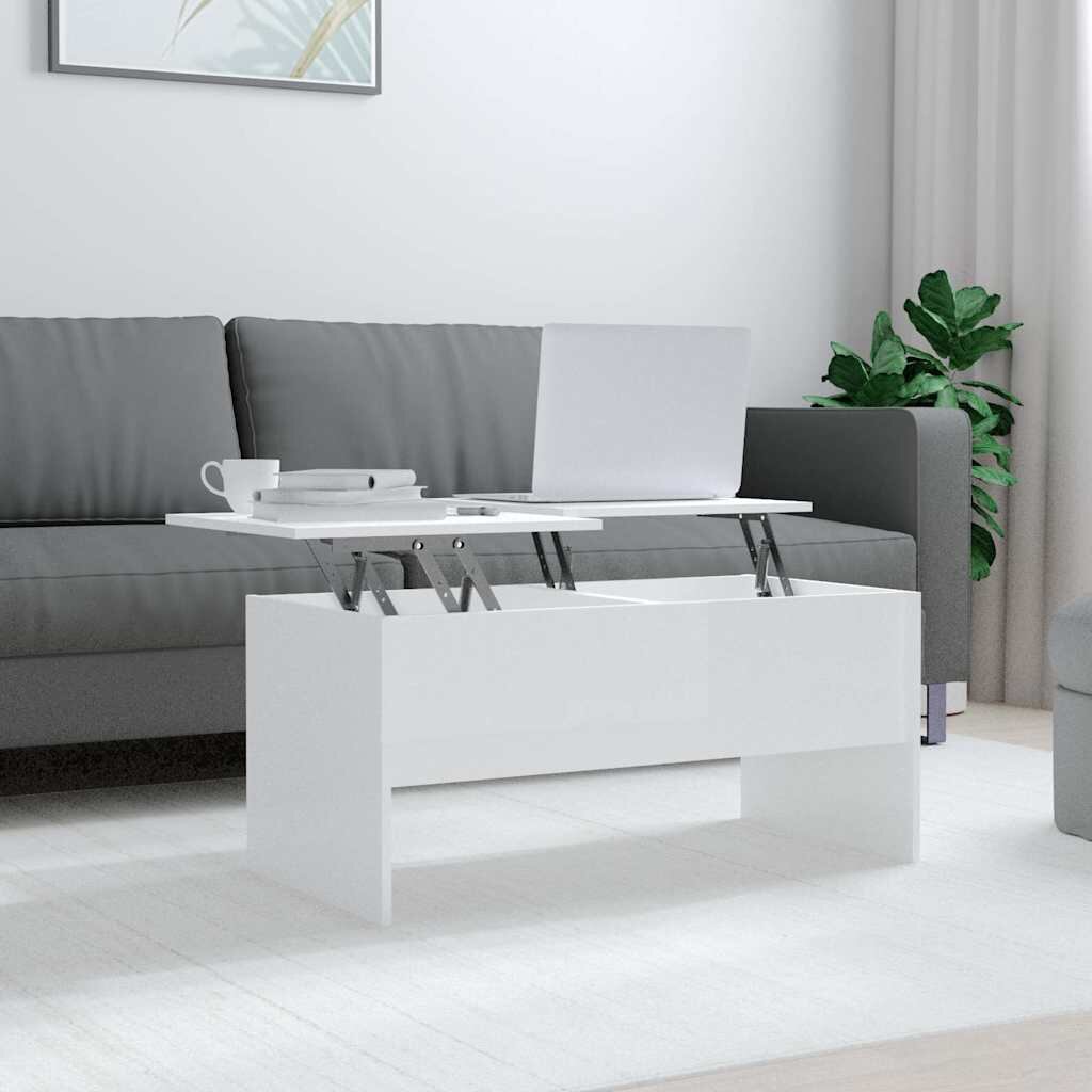 vidaXL Кафе маса бял гланц 102x505x465 см инженерно дърво