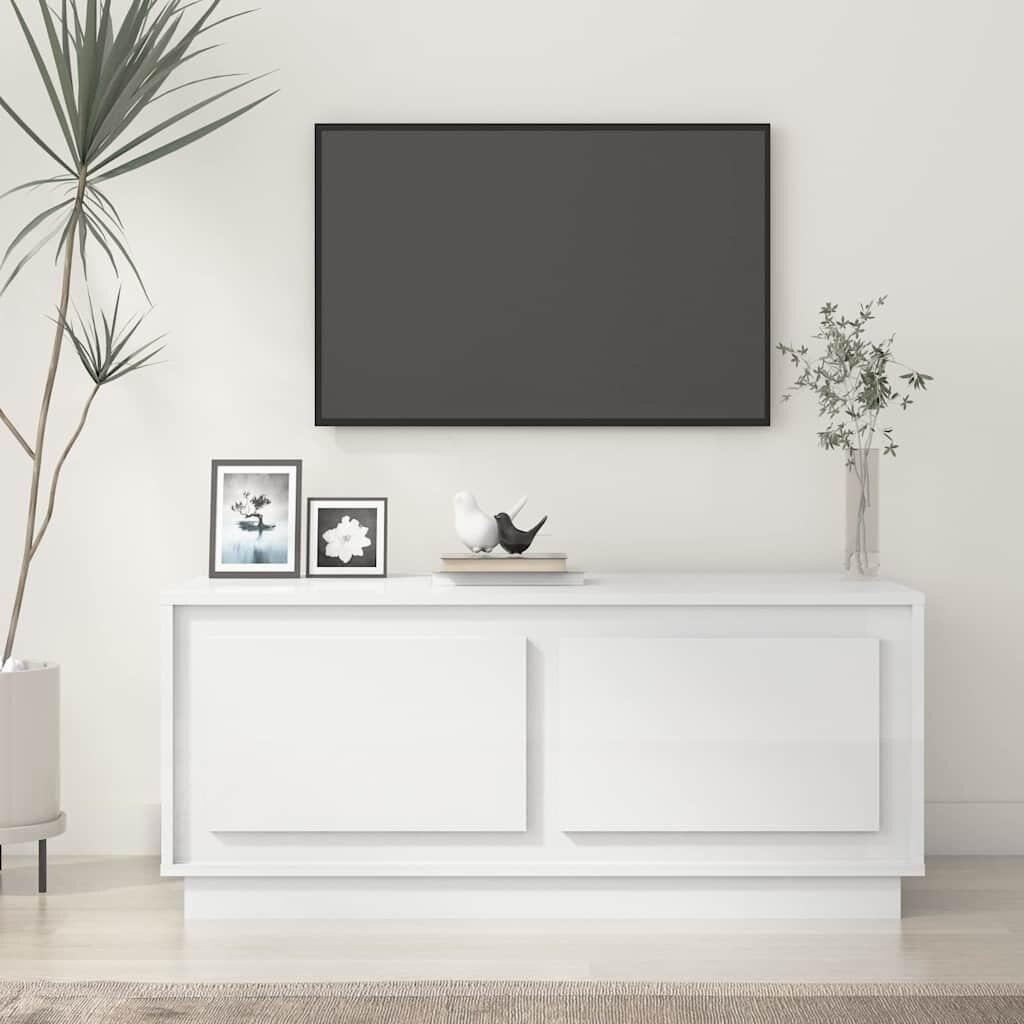 vidaXL Кафе маса бял гланц 102x50x44 см инженерно дърво