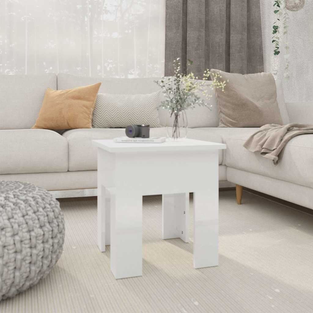 vidaXL Кафе маса бял гланц 40x40x42 см инженерно дърво