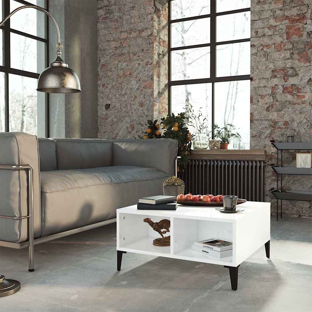 vidaXL Кафе маса бял гланц 60x60x30 см инженерно дърво