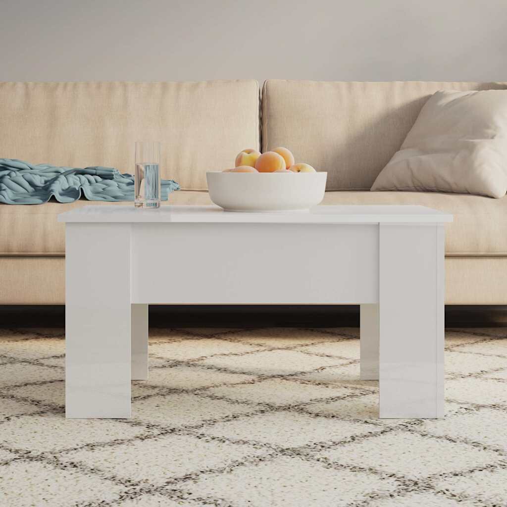vidaXL Кафе маса бял гланц 79x49x41 см инженерно дърво