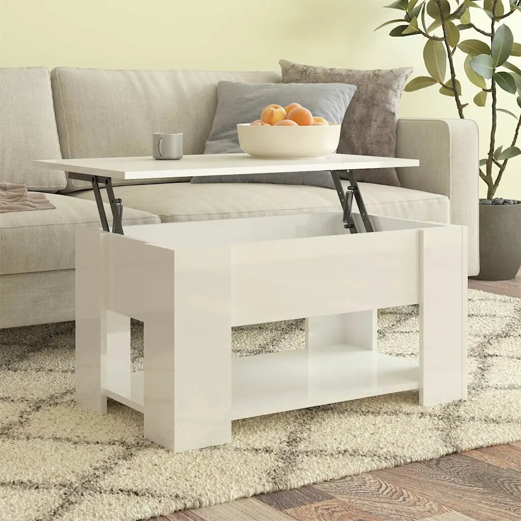 vidaXL Кафе маса бял гланц 79x49x41 см инженерно дърво