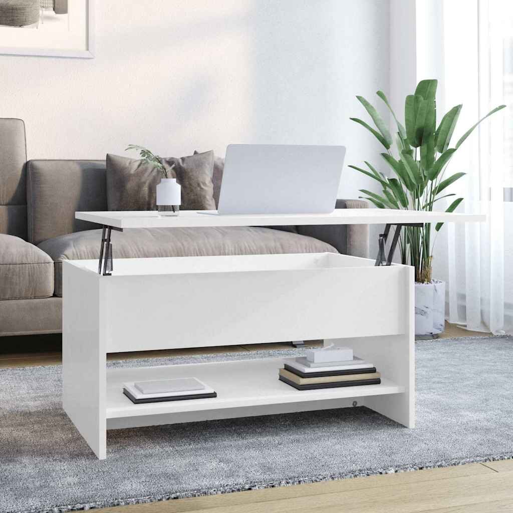 vidaXL Кафе маса бял гланц 80x50x40 см инженерно дърво