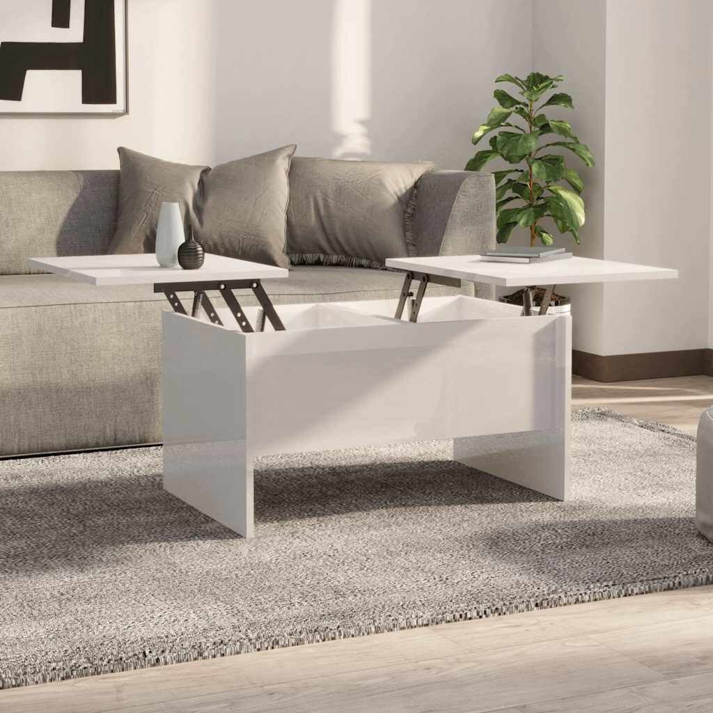 vidaXL Кафе маса бял гланц 80x50x425 см инженерно дърво