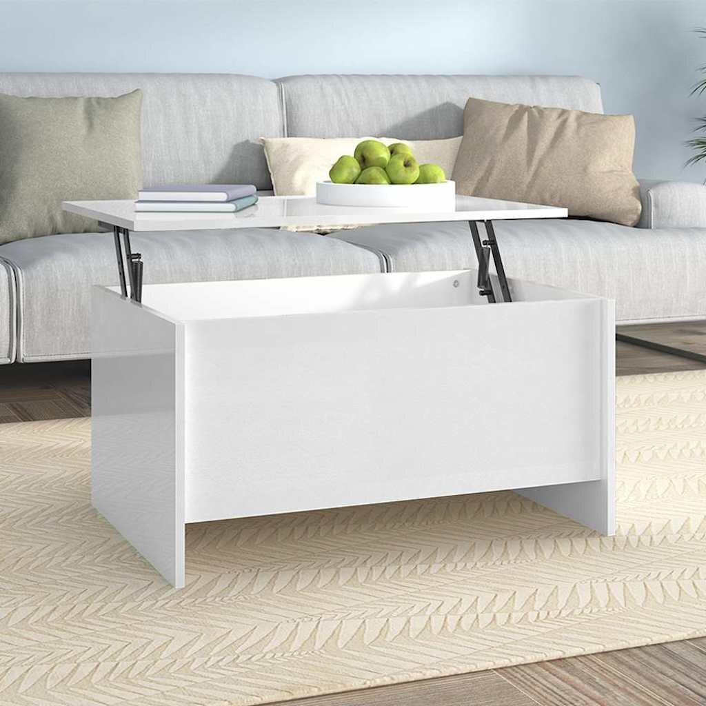vidaXL Кафе маса бял гланц 80x555x415 см инженерно дърво
