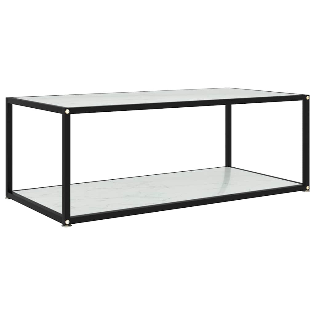 vidaXL Кафе маса бяла 100x50x35 см закалено стъкло