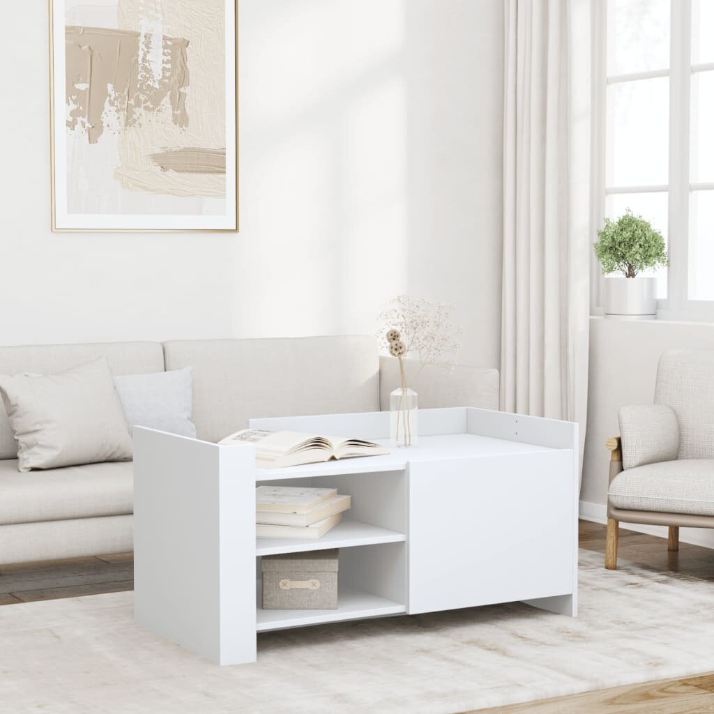 vidaXL Кафе маса бяла 100x50x50 см инженерно дърво