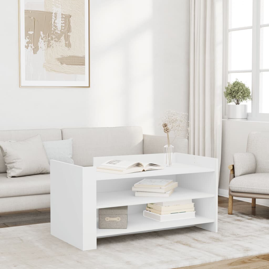 vidaXL Кафе маса бяла 100x50x50 см инженерно дърво